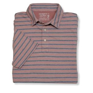 Faherty Striped Polo in Pink and Blue